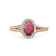 1 - Deborah Desire Oval Cut Rhodolite Garnet and Round Diamond Twist Rope Split Shank Halo Engagement Ring 