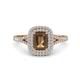 1 - Ines Rainbow Emerald Cut Smoky Quartz and Round Diamond Double Halo Engagement Ring 