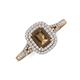 3 - Ines Rainbow Emerald Cut Smoky Quartz and Round Diamond Double Halo Engagement Ring 