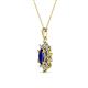 2 - Raizel (7 x 5 mm) Blue Sapphire and Diamond Floral Halo Pendant 