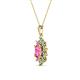 2 - Raizel (7 x 5 mm) Pink Sapphire and Diamond Floral Halo Pendant 