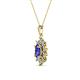 2 - Raizel (7 x 5 mm) Tanzanite and Diamond Floral Halo Pendant 