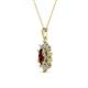 2 - Raizel (7 x 5 mm) Red Garnet and Diamond Floral Halo Pendant 