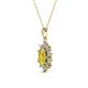 2 - Raizel (7 x 5 mm) Yellow Sapphire and Diamond Floral Halo Pendant 