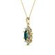 2 - Raizel (7 x 5 mm) London Blue Topaz and Diamond Floral Halo Pendant 