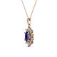 2 - Raizel (7 x 5 mm) Blue Sapphire and Diamond Floral Halo Pendant 