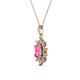 2 - Raizel (7 x 5 mm) Pink Sapphire and Diamond Floral Halo Pendant 