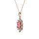 2 - Raizel (7 x 5 mm) Pink Tourmaline and Diamond Floral Halo Pendant 