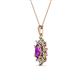 2 - Raizel (7 x 5 mm) Amethyst and Diamond Floral Halo Pendant 