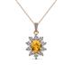 1 - Raizel (7 x 5 mm) Citrine and Diamond Floral Halo Pendant 