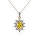 1 - Raizel (7 x 5 mm) Yellow Sapphire and Diamond Floral Halo Pendant 