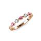 3 - Keva 2.60 mm Rhodolite Garnet and Diamond 5 Stone Wedding Band 