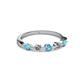 2 - Keva 2.60 mm London Blue Topaz and Diamond 5 Stone Wedding Band 