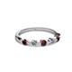 2 - Keva 3.00 mm Red Garnet and Diamond 5 Stone Wedding Band 