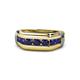 1 - Brad Round Blue Sapphire 7 Stone Men Wedding Ring