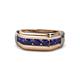 1 - Brad Round Blue Sapphire 7 Stone Men Wedding Ring