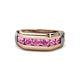 1 - Brad Round Pink Sapphire 7 Stone Men Wedding Ring