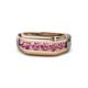 1 - Brad Round Pink Tourmaline 7 Stone Men Wedding Ring