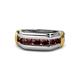 1 - Brad Round Red Garnet 7 Stone Men Wedding Ring