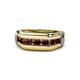 1 - Brad Round Red Garnet 7 Stone Men Wedding Ring