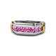 1 - Brad Round Pink Sapphire 7 Stone Men Wedding Ring