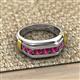3 - Brad Round Rhodolite Garnet 7 Stone Men Wedding Ring