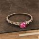 2 - Daisy Classic Round Pink Tourmaline and Diamond Floral Engraved Engagement Ring 