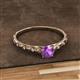 2 - Daisy Classic Round Amethyst and Diamond Floral Engraved Engagement Ring 