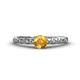 1 - Daisy Classic Round Citrine and Diamond Floral Engraved Engagement Ring 