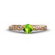 1 - Daisy Classic Round Peridot and Diamond Floral Engraved Engagement Ring 