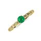 3 - Daisy Classic Round Emerald and Diamond Floral Engraved Engagement Ring 