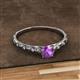 2 - Daisy Classic Round Amethyst and Diamond Floral Engraved Engagement Ring 