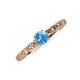 3 - Daisy Classic Round Blue Topaz and Diamond Floral Engraved Engagement Ring 