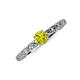 3 - Daisy Classic Round Yellow and White Diamond Floral Engraved Engagement Ring 