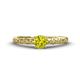 1 - Daisy Classic Round Yellow and White Diamond Floral Engraved Engagement Ring 