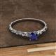 2 - Daisy Classic Round Blue Sapphire and Diamond Floral Engraved Engagement Ring 