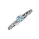 3 - Daisy Classic Round Aquamarine and Diamond Floral Engraved Engagement Ring 