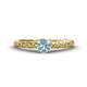 1 - Daisy Classic Round Aquamarine and Diamond Floral Engraved Engagement Ring 