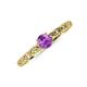 3 - Daisy Classic Round Amethyst and Diamond Floral Engraved Engagement Ring 