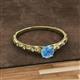 2 - Daisy Classic Round Blue Topaz and Diamond Floral Engraved Engagement Ring 