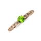 3 - Daisy Classic Round Peridot and Diamond Floral Engraved Engagement Ring 