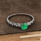 2 - Daisy Classic Round Emerald and Diamond Floral Engraved Engagement Ring 