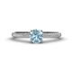1 - Serina Classic Round Aquamarine and Diamond 3 Row Micro Pave Shank Engagement Ring 