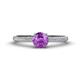 1 - Serina Classic Round Amethyst and Diamond 3 Row Micro Pave Shank Engagement Ring 