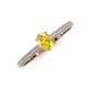 3 - Serina Classic Oval Cut Yellow Sapphire and Round Diamond 3 Row Shank Engagement Ring 