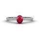 1 - Serina Classic Oval Cut Ruby and Round Diamond 3 Row Shank Engagement Ring 