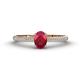1 - Serina Classic Oval Cut Ruby and Round Diamond 3 Row Shank Engagement Ring 