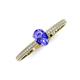 3 - Serina Classic Oval Cut Tanzanite and Round Diamond 3 Row Shank Engagement Ring 