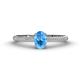 1 - Serina Classic Oval Cut Blue Topaz and Round Diamond 3 Row Shank Engagement Ring 
