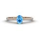 1 - Serina Classic Oval Cut Blue Topaz and Round Diamond 3 Row Shank Engagement Ring 